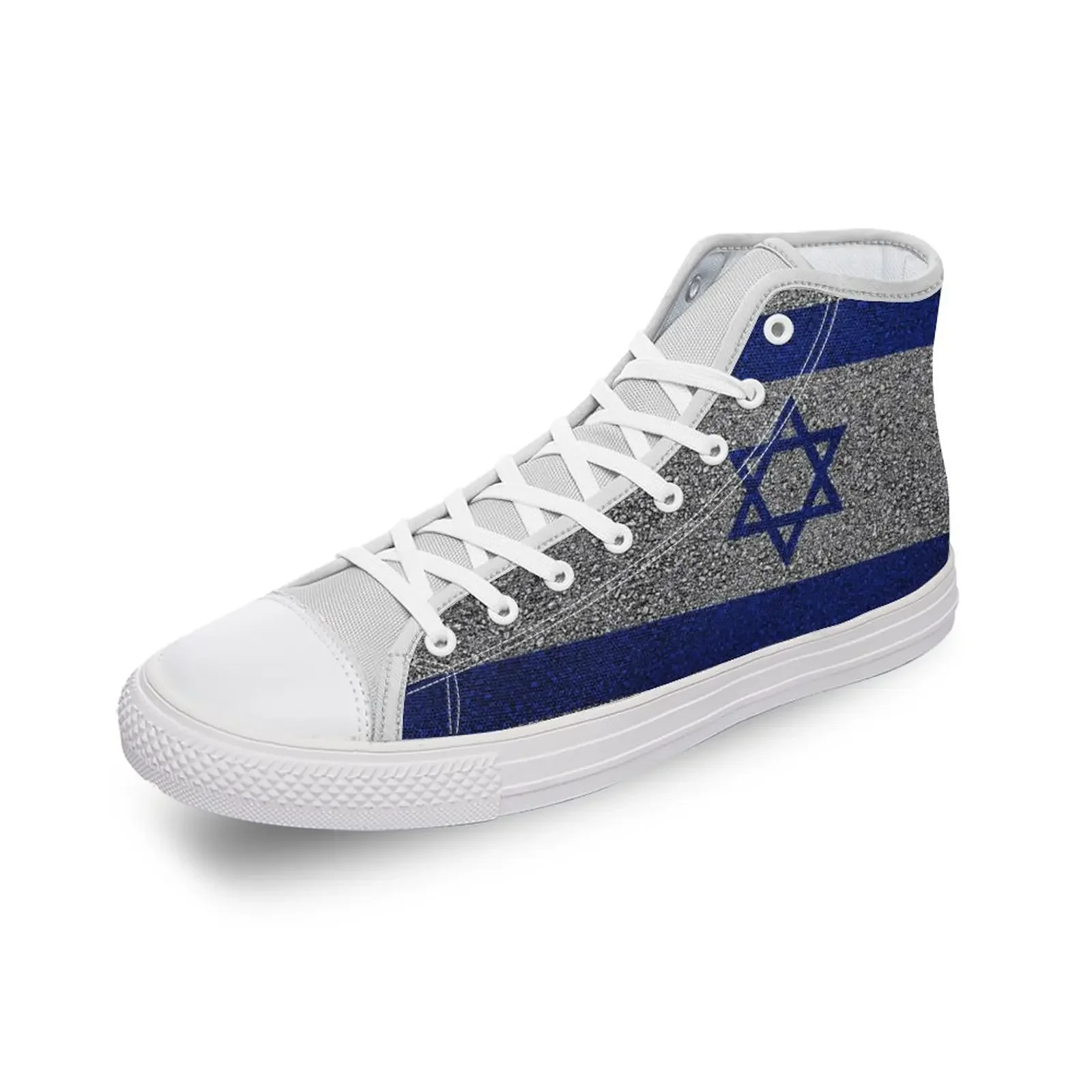 Zapatos de lona con bandera de Israel para hombre y mujer, Zapatillas planas con estampado 3D, informales, de lujo, a la moda