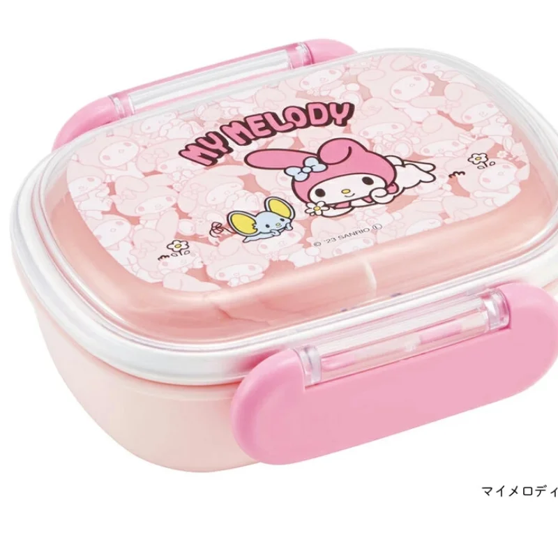 سانريو مرحبا كيتي علب الاغذية Kawaii الكرتون سعة صغيرة الفاكهة وجبة خفيفة علب الاغذية مقصورة بلاستيكية بالجملة نمط جديد 270 مللي