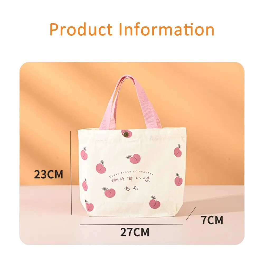 Fashion Peach Canvas Tote Bag Canvas Big Capacity Mini Handbags Cartoon Lunch Bag Travel view 6