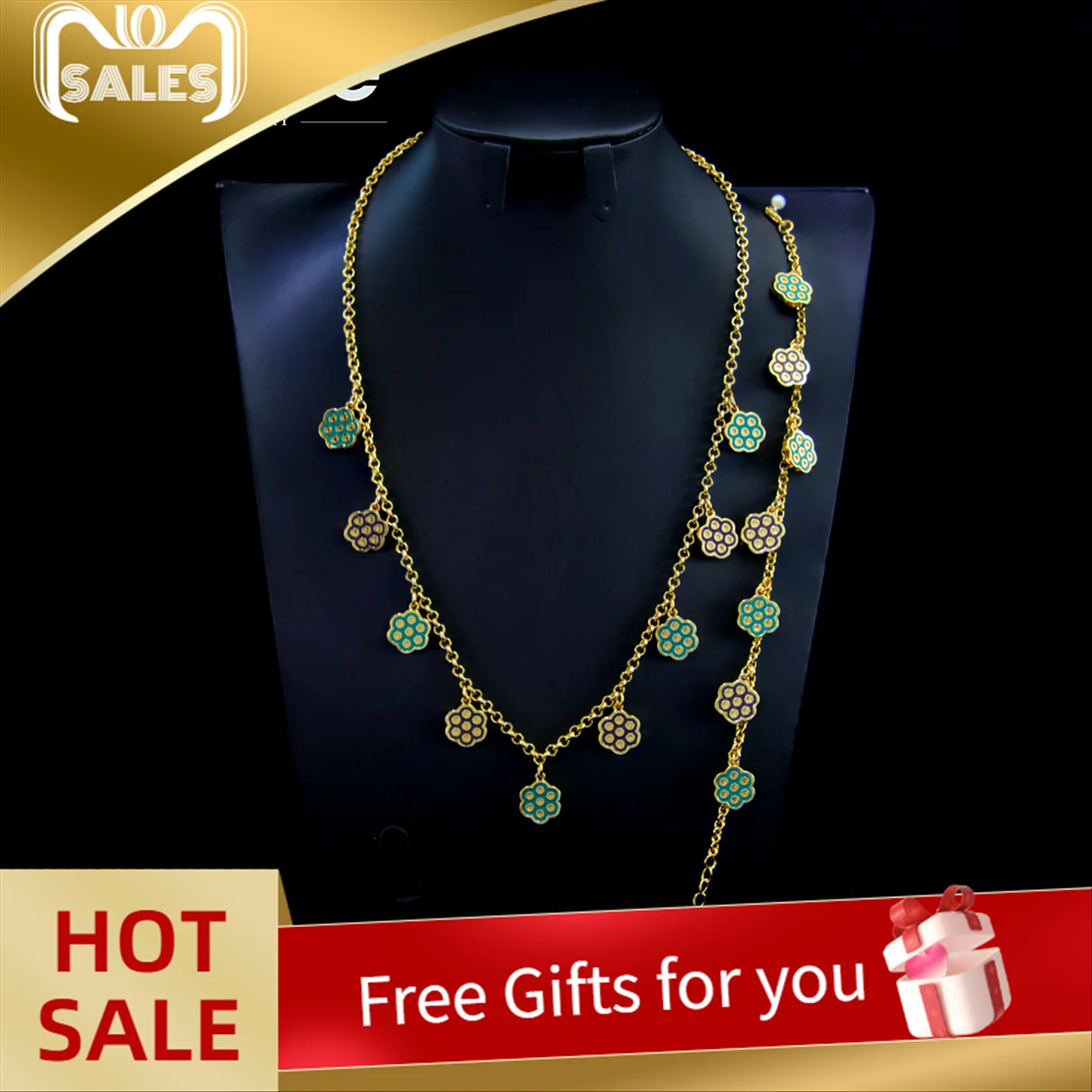

Trendy Dubai Gold Color Necklace Set 21k Gold Plated Italian Elegant Fashion Jewelry for Oman Women Luxury Wedding Party Gifts