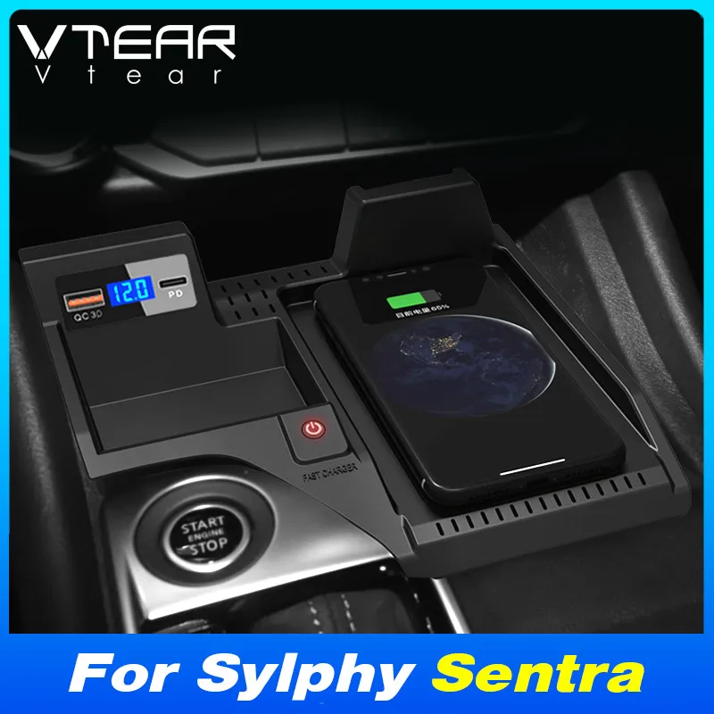 

Автомобильное беспроводное зарядное устройство для Nissan Sylphy/ Sentra, 15 Вт, адаптер для быстрой зарядки сотового телефона, аксессуары для интерьера 2020-2025