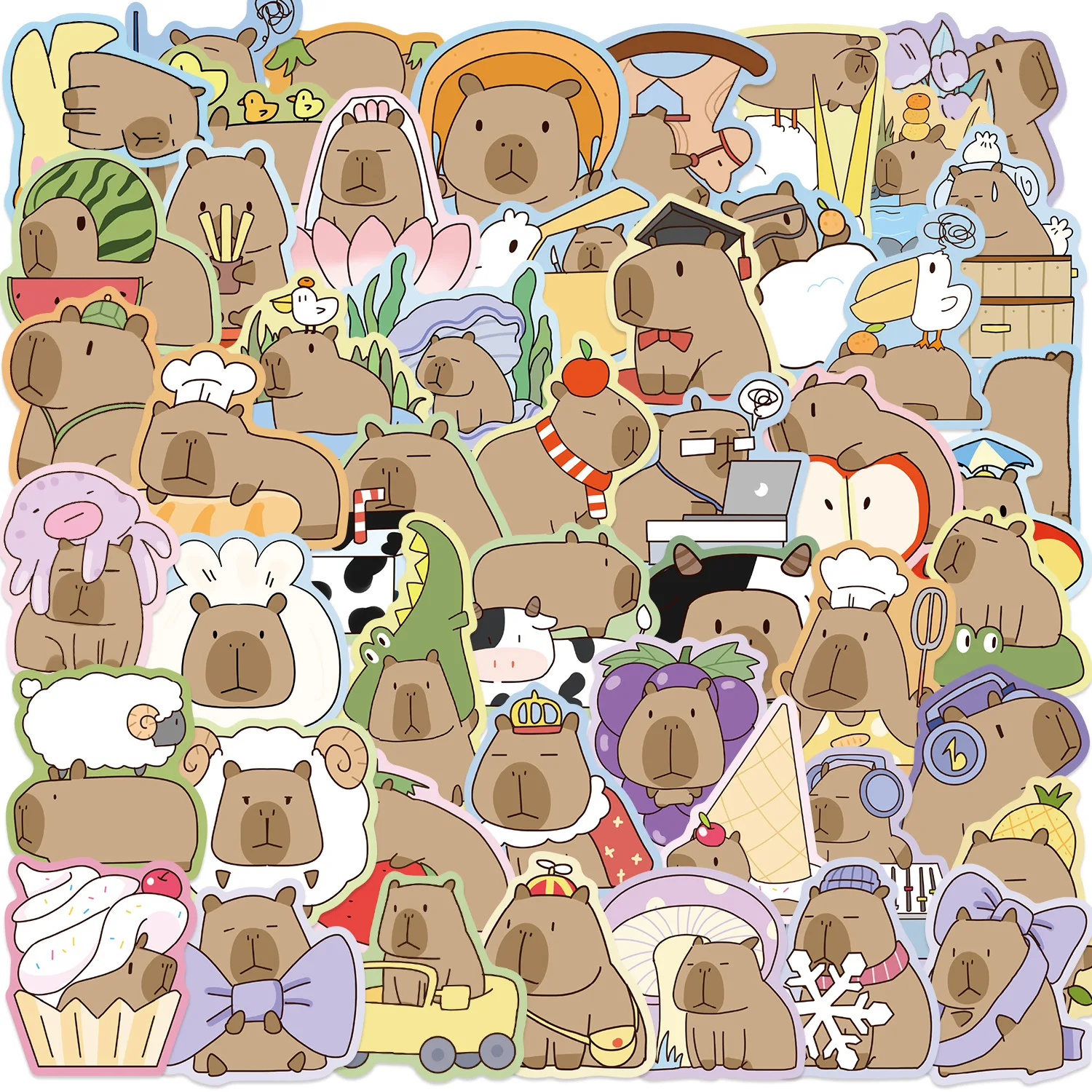 50PCS Nette Capybara Cartoon Tier Graffiti Aufkleber DIY Telefon Gitarre Laptop Notebook Koffer Tasse Wasserdichte Aufkleber Aufkleber