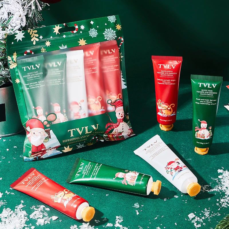 5 pçs conjunto de creme para as mãos presente de natal suavizante nutritivo anti rugas clareamento refrescante e hidratante creme para as mãos para mulher