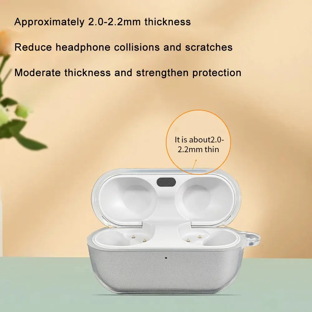 

For Technics EAH-AZ100 Transparent Tpu Protective Case With Transparent Anti-fall Earphone Comes Hook Case TPU W6O2