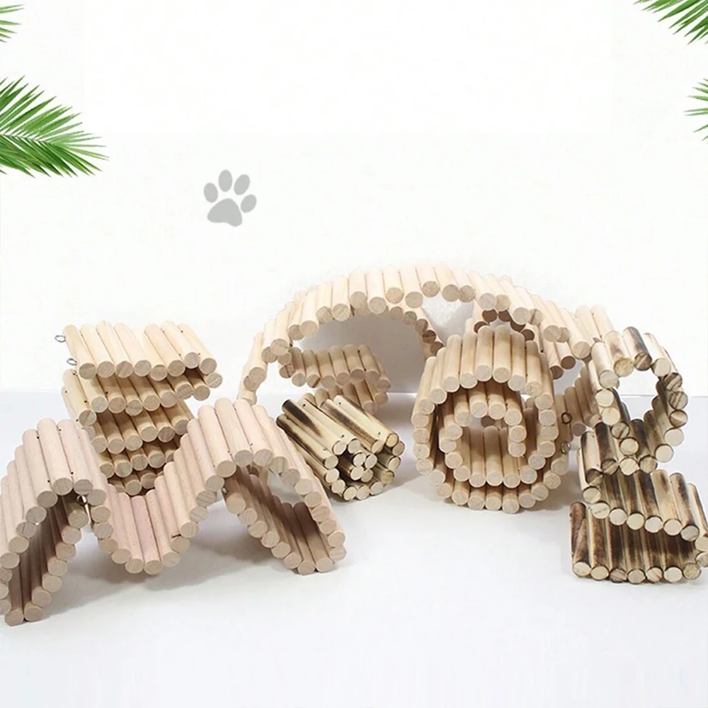 Accesorios para hábitat de hámster, jaula de puente de madera de varios tamaños, valla plegable para escalada de animales pequeños