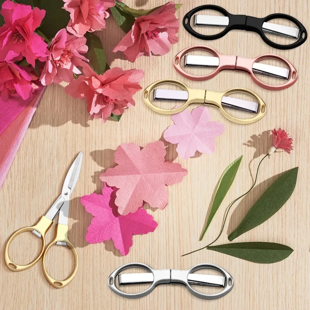 1/5Pcs Multifunction Folding Scissor DIY Tools Plastic Handle 8 Words Stretch Shears Stainless Steel Safe Scissors
