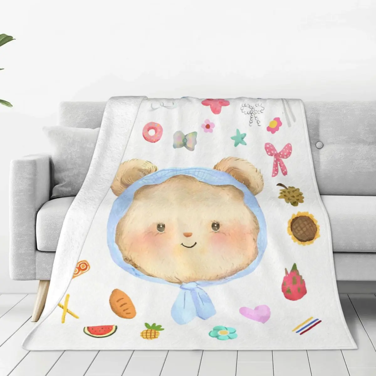 Butterbear Super Warm Blanket Travel Plush Throw Blanket Novelty Home Decor Flannel Bedspread Sofa Bed Cover