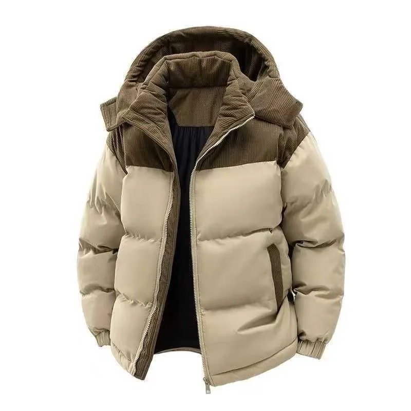 New Autumn and Winter Classic Fashion Thickened Warm Hooded Cotton Jacket Men's Casual Loose Sports Windproof Plus Size Coat