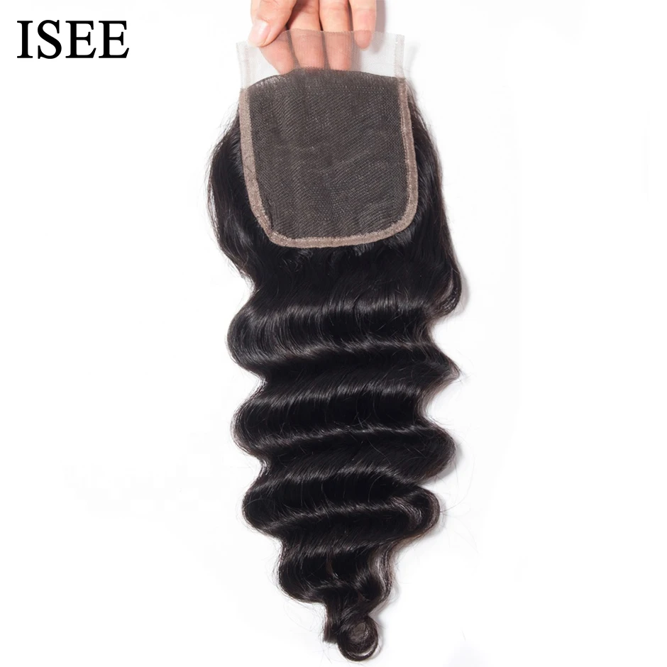 Brazilian Loose Deep Closure Remy Hair Free Part ISEE HAIR 4\