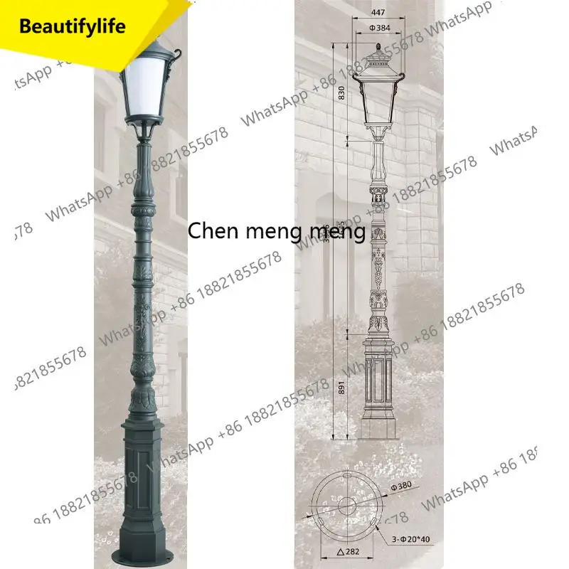 X188 3M LED European single head fine cast aluminum garden light retro classic park villa outdoor light
