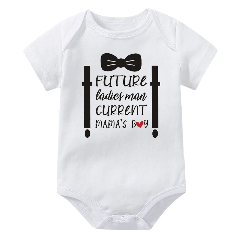 Future Ladies Man Current Mama's Boy Print Newborn Romper Baby Short Sleeve Baby Body Clothes Toddler BodySuit Crawling Clothes