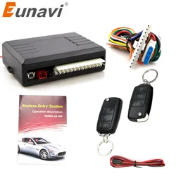 Eunavi Universal Car alarm system Auto Door Remote Central Control Lock Locking Keyless LED Keychain Central Kit Door Lock