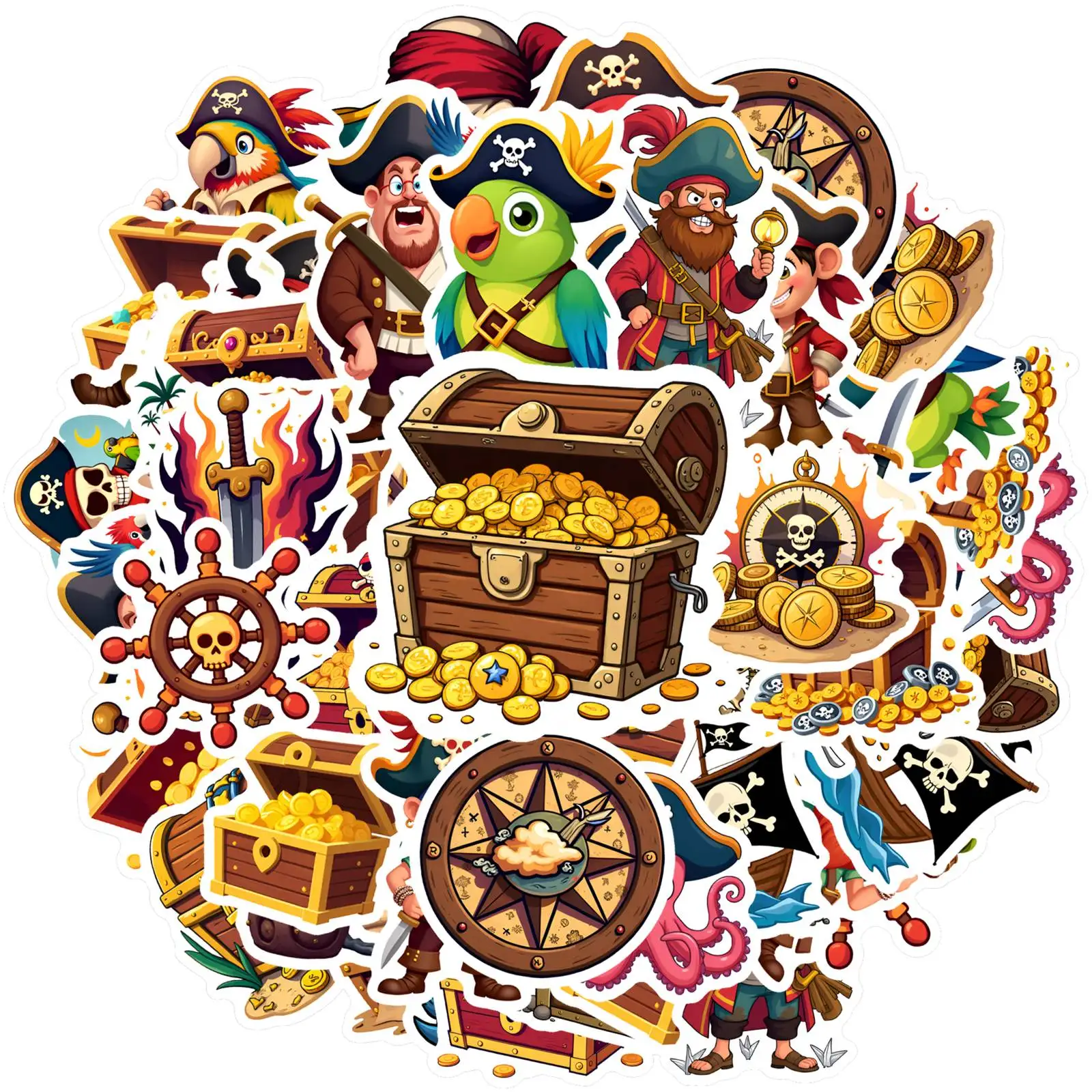 

35pcs-50pcs Playful Adventure Stickers Nautical Nautical Stickers Skull Stickers For Laptop Luggage Scrapbook Diary
