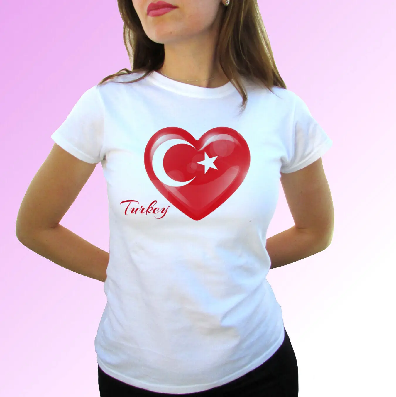 

Turkey Heart t shirt flag top white tee Turkiye gift mens womens kids sizes