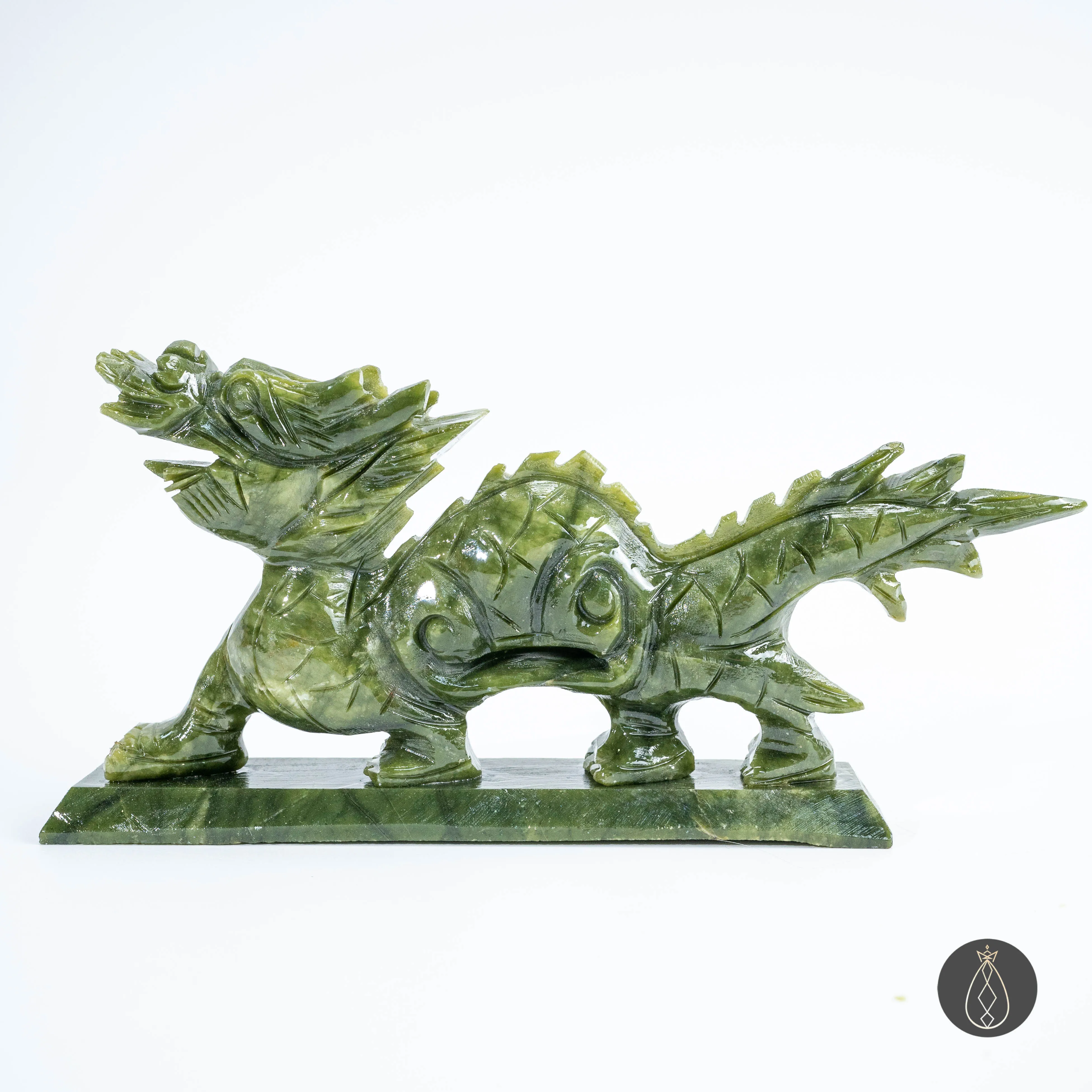 1 Pcs 21cm/7.8inch Natural Xiuyan Jade Chinese Dragon Carving, Serpentine, Home Carving Ornaments, Natural Crystal, Holiday Gift