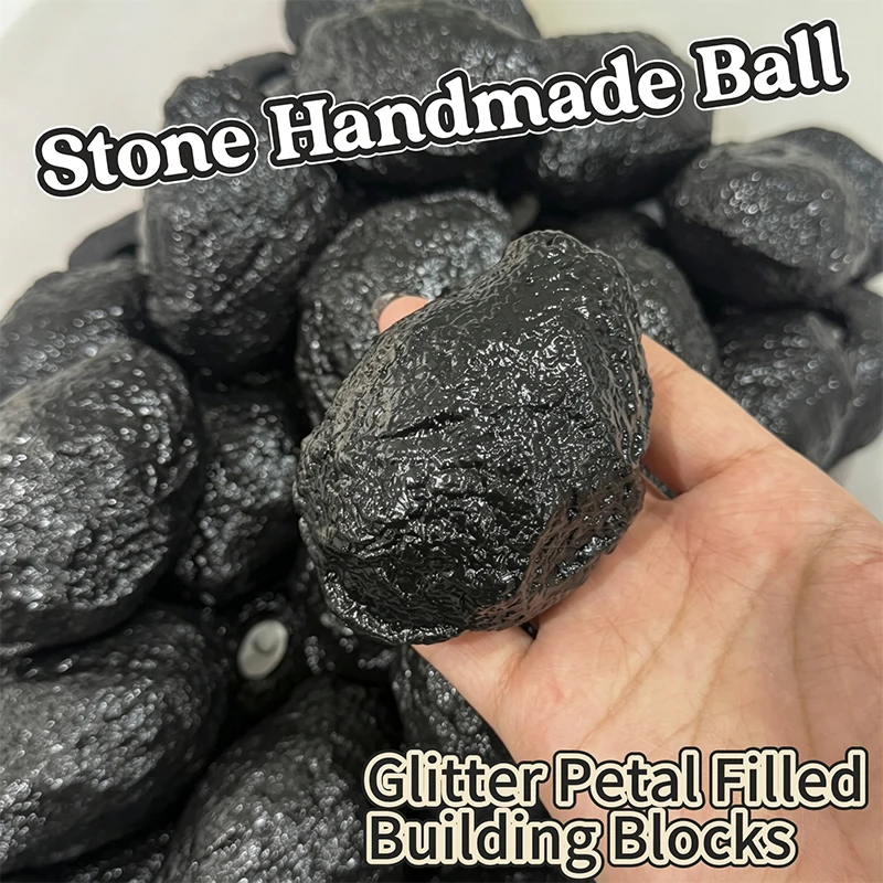 Stone Shaped Crunchy Squishy Squeeze Toy Round Blocks Filled Stress Relief Fidget Toy Decompression ASMR Sensory Toy Adult Gifts