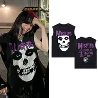 Horror Punk Misfits 20 años de Terror cráneo Rock lavado chaleco sin mangas camisetas hombres mujeres gótico Vintage camisetas sin mangas de gran tamaño
