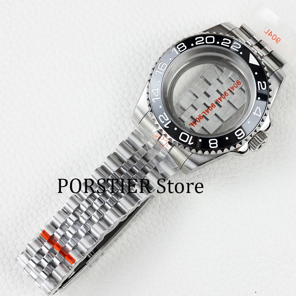 

40mm NH35 Watch Case Oyster /Jubilee Bracelet no magnifying glass Sapphire Waterproof for Submariner GMT NH35 NH36 Movement