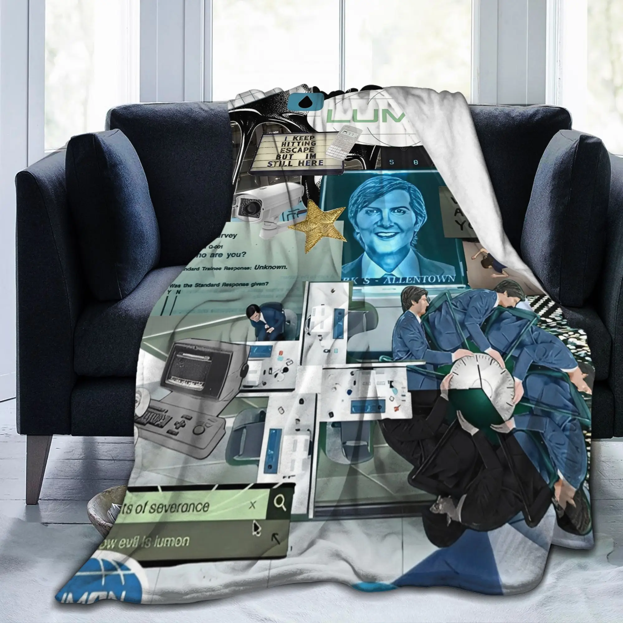 Severance Macro Data Refinement Plush Blanket Lumon MDR Funny Throw Blanket for Bedspread 200x150cm Lightweight