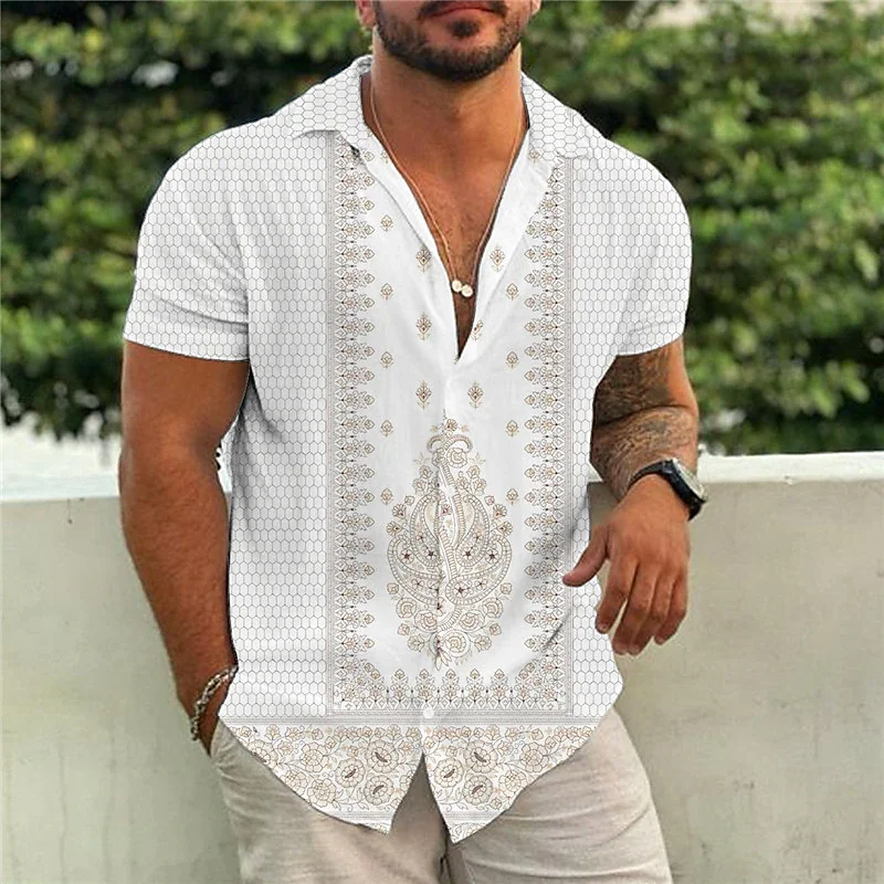 Casual Floral Beach Men\'s Shirt Summer Short Sleeve Hawaiian Shirts For Man Plus Size Quick Dry Tee Shirt Men Clothes Camis