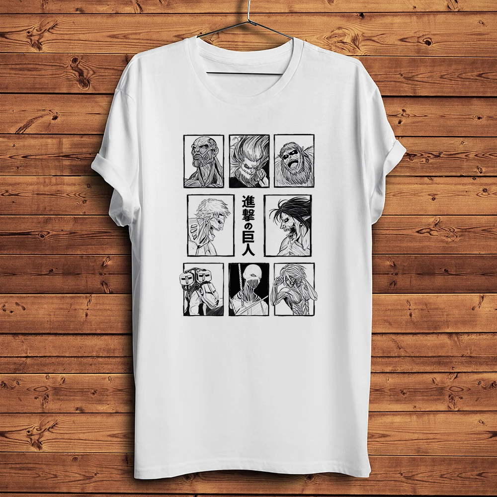 AOT All Titans Attack anime Funny manga T Shirt Men Daily Short Sleeve Casual TShirt Unisex Tee Shingeki No Kyojin