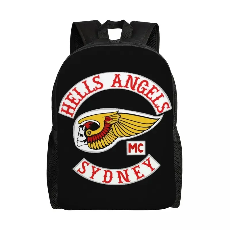 

Customized Hells Angels World Logo Travel Backpack School Computer Bookbag Motorcycle Club College Student Daypack Bags