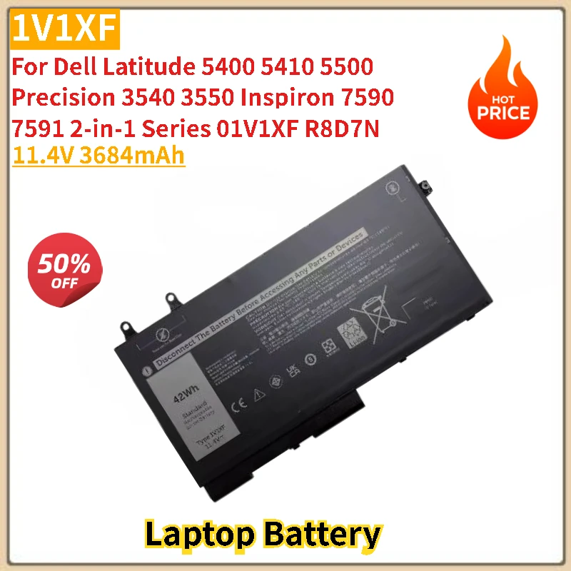 

1V1XF Laptop Battery 11.4V 3684mAh for Dell Precision 3540 3550 Inspiron 7590 7591 2-in-1 Series 01V1XF R8D7N Latitude 5400 5410