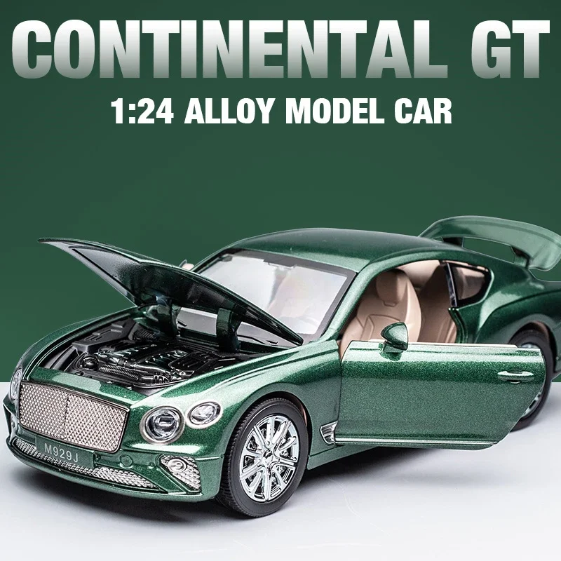 

Большая модель автомобиля из сплава 1:24 Continental GT, игрушка из литого металла, модель автомобиля со звуком, коллекционная игрушка в подарок