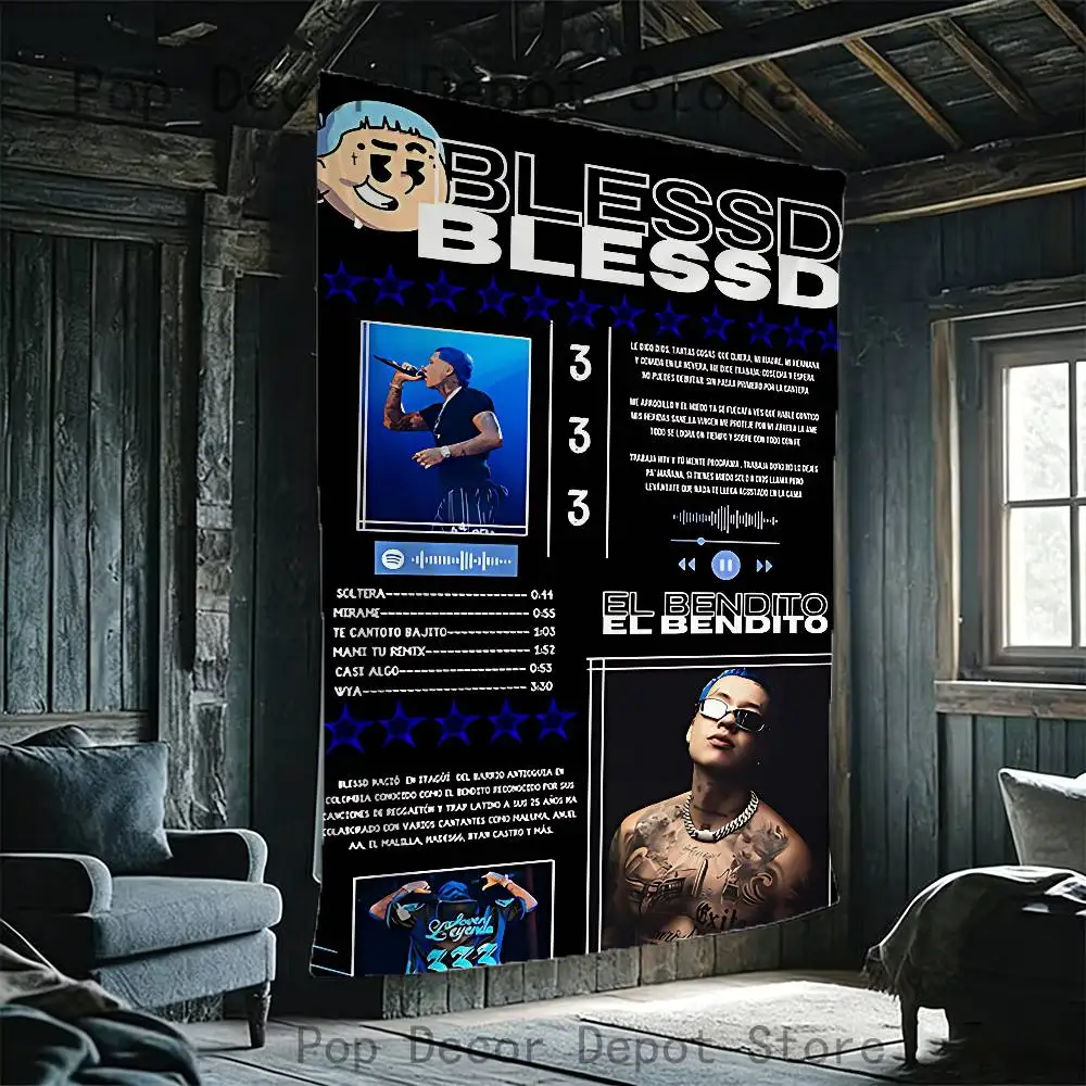 

Blessd Rapper Flag Banner Funny Tapestry With Four Grommets 7 Sizes 150X200cmFans Gift For Decoration