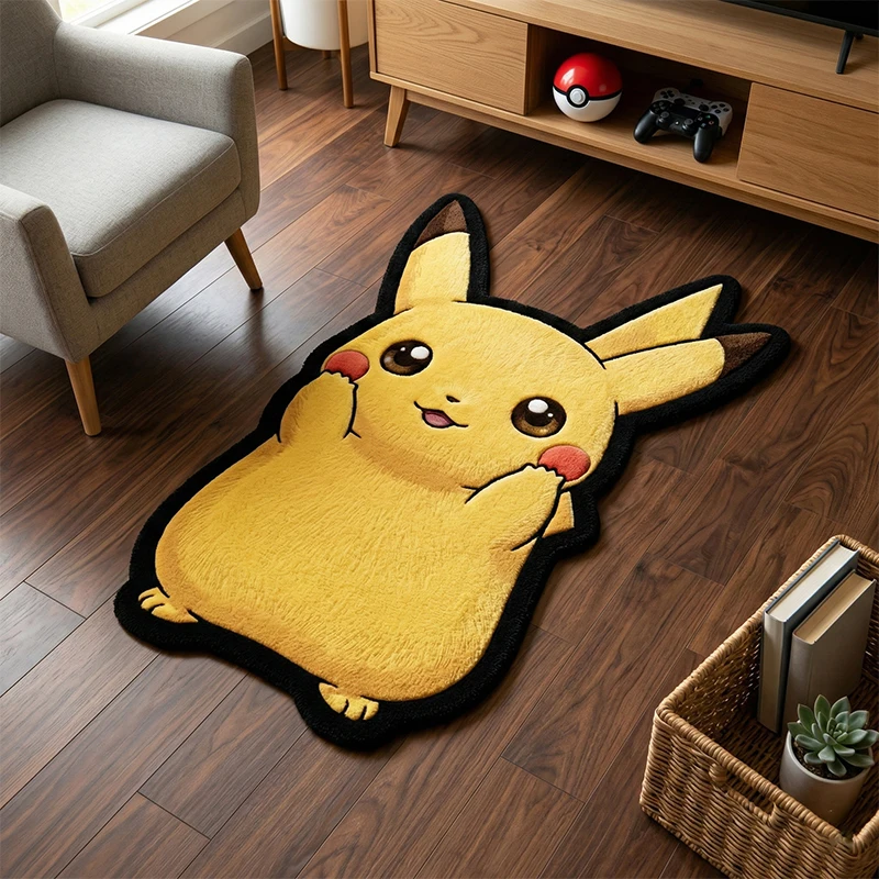 

Милый плюшевый коврик Пикачу, мягкий пушистый ковер для детской спальни, гостиной, декор для дома в стиле аниме, напольный коврик, подарок для фанатов Покемонов