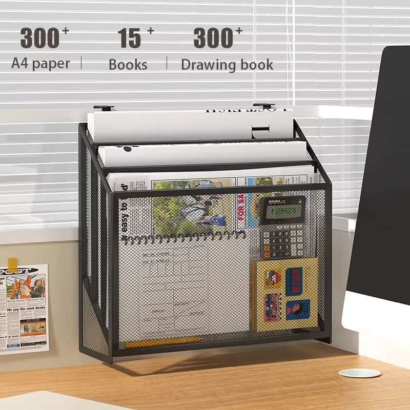 

3-Tier Metal Desktop & Shelf Organizer – Holds A4 Paper,Books & Notebooks,Space-Saving Separate Storage Compartments