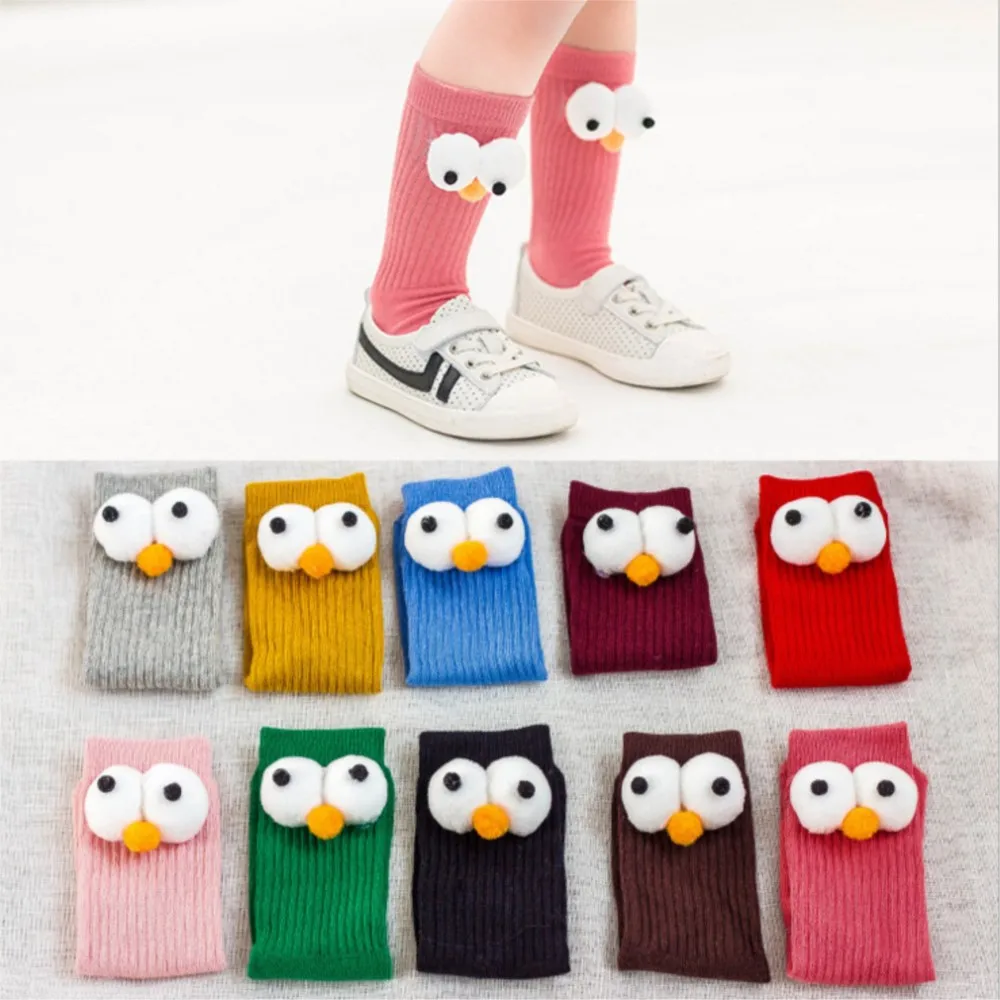 Autumn Winter Kids Knee high stockings 3D Big Eyes Cotton Baby Girls Boys Knee High tights For Infant Kids Children stocking