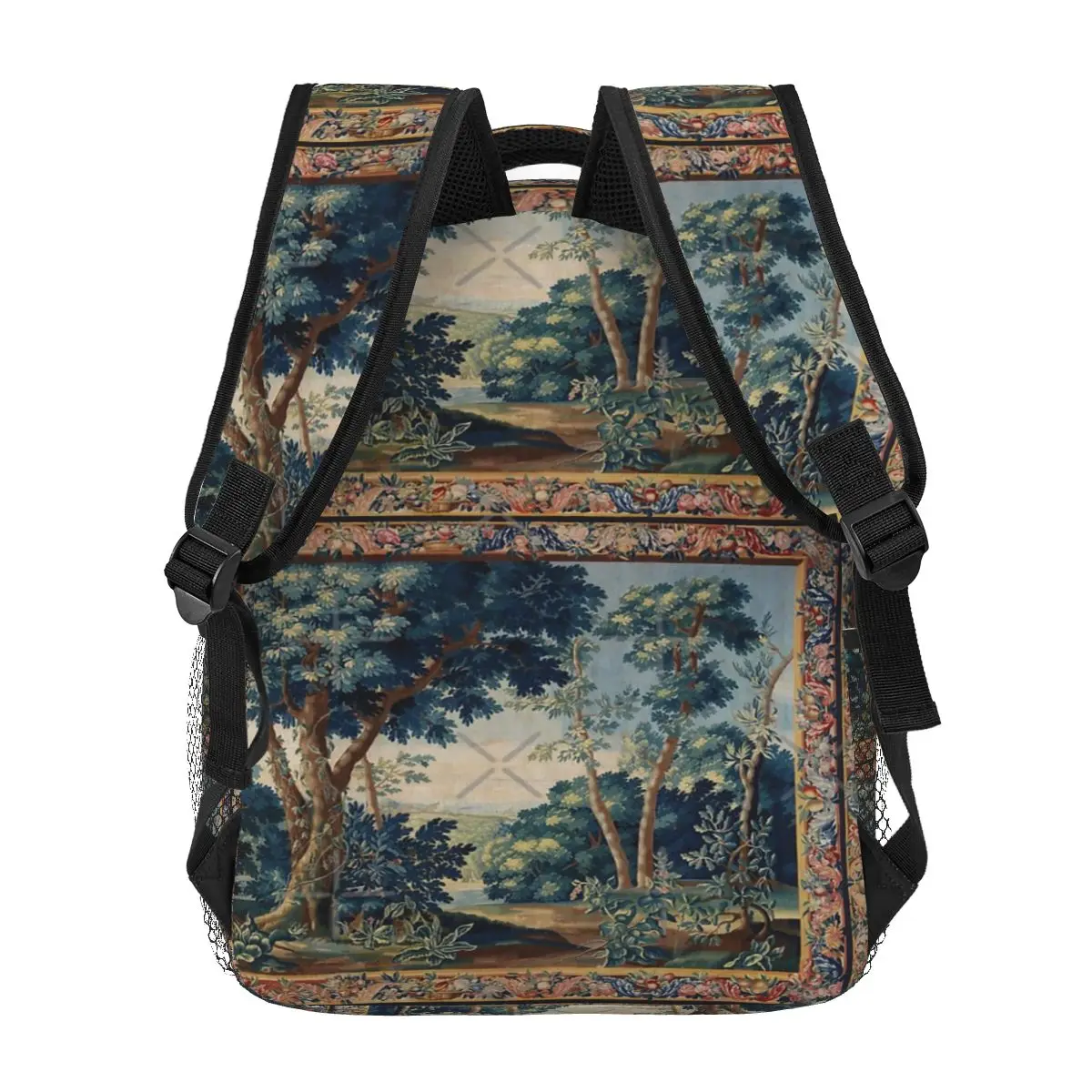 GREENERY TREES IN WOODLAND LANDSCAPE Antique Flemish Tapestry One Casual backpack