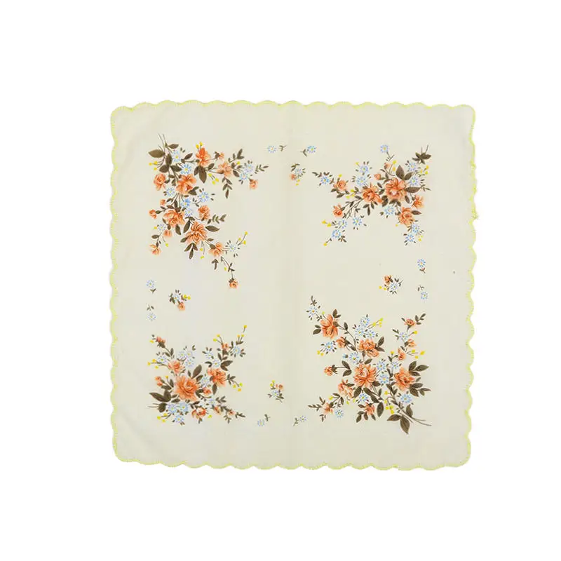 ヴィンテージコットン女性ハンカチ花柄プリントハンカチレディースハンカチ生地ランダムカラー-30*30 Cm