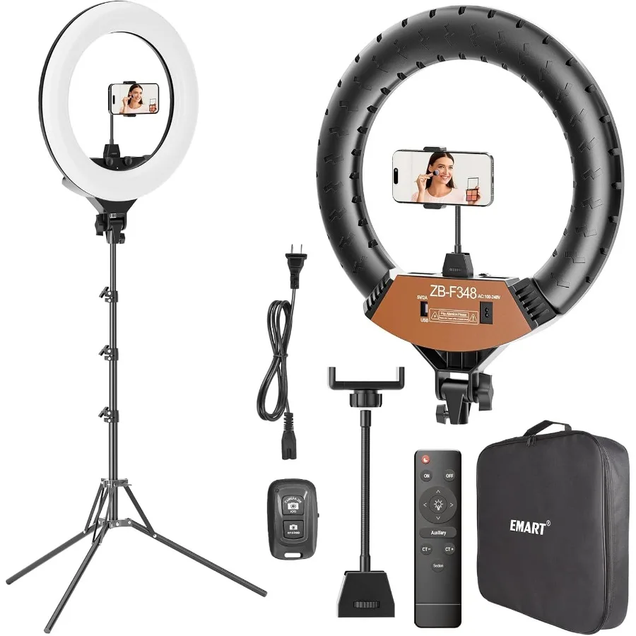 

18inch Ring Light with Adjustable Stand and Phone Holder for Vlog Live Streaming Photography Makeup Tattoo and Barber Studios 2