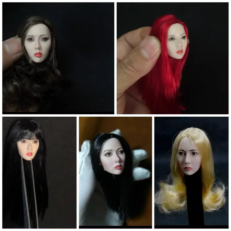 

1/6 Scale Beautiful Women Hobbies Long Hair Film Star Head Carving for 12Inch Pale Skin Tone Action Figures Body