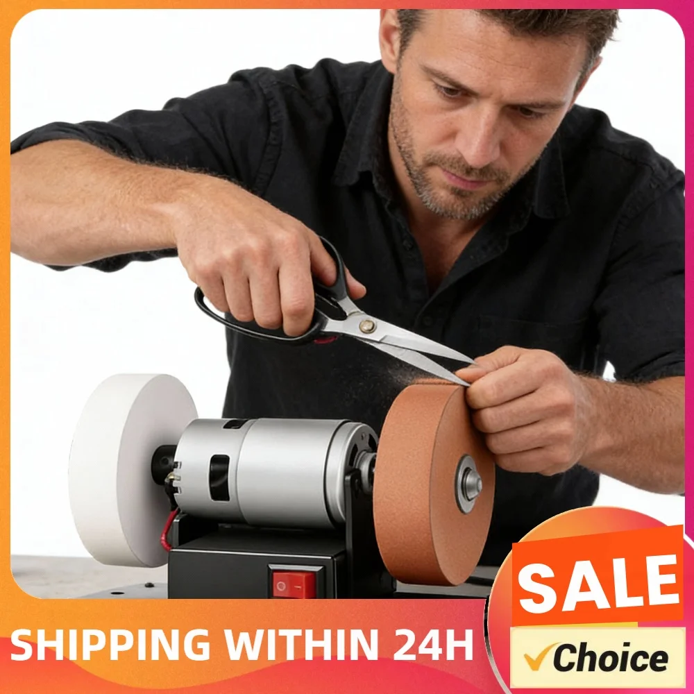 Mini Bench Grinder with 2 Wheels Electric Bench Grinder Sanding Machine 7 Adjustable Speed for Woodworking Metal Working DIY