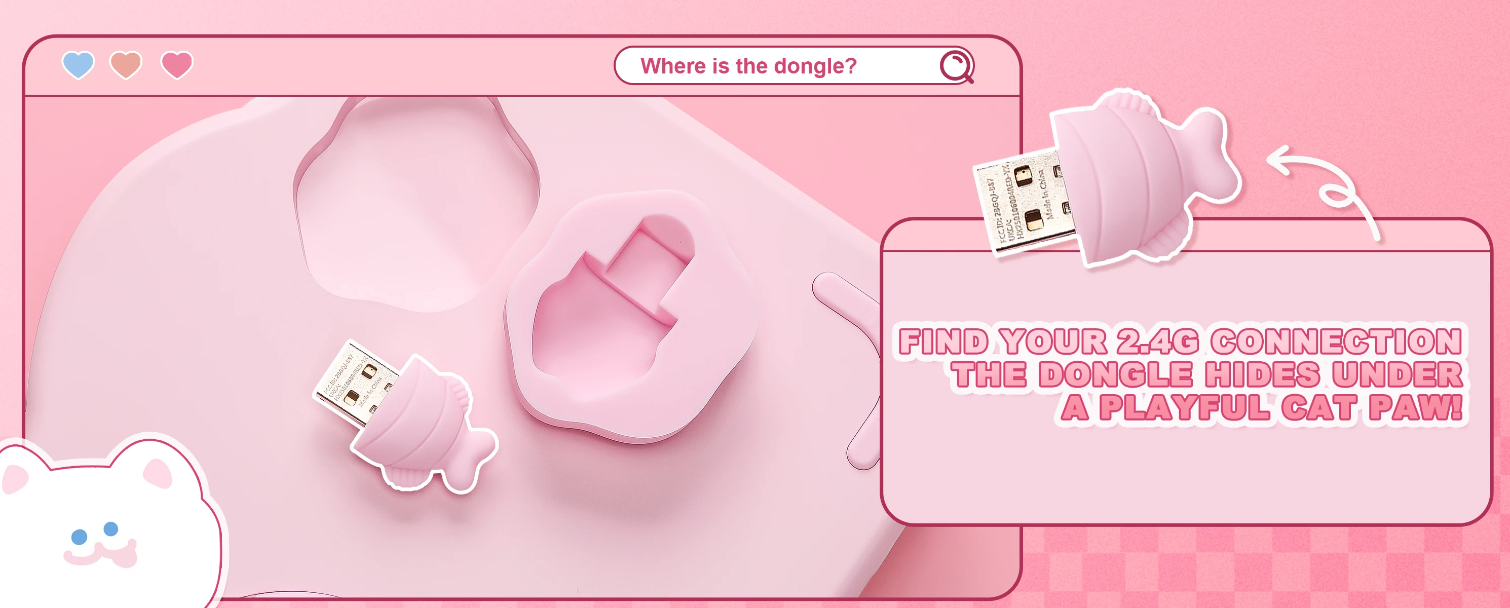 YUNZII C75 MAO Edition Mechanical Keyboard,Cute Ear Translucent Keycap,Wireless 75% NKRO Keyboards,RGB Cake Design for Win/Mac