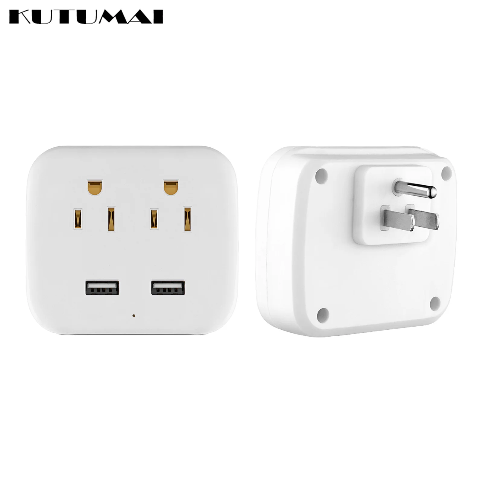 

Multi-Function Power Strip with 2 AC Outlets and 2 USB Charging Ports Wall Charger Extender Design Ideal for Home and Bathroom