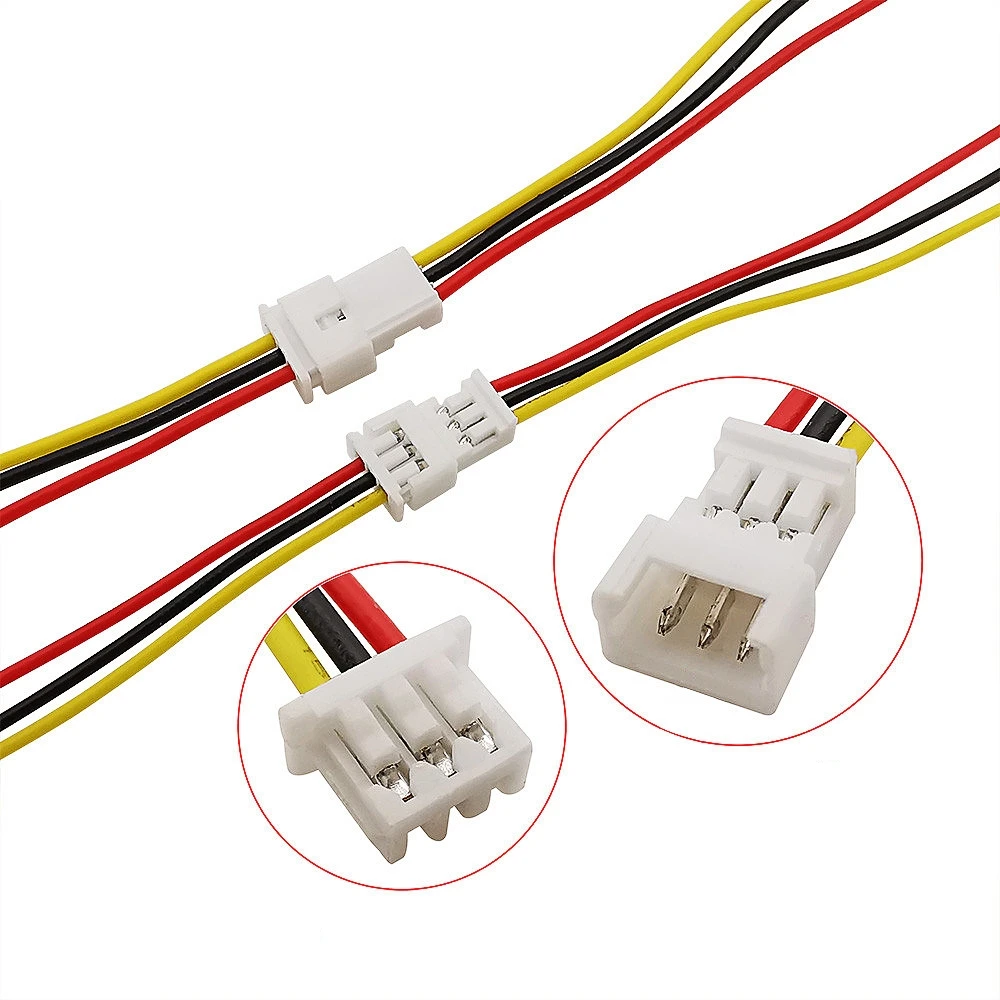 50 Pair Micro JST 1.25 3-Pin Male and Female Connector plug with Wires Cables