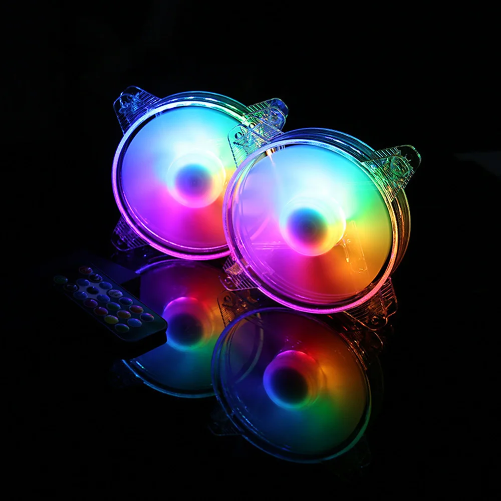 Ventilateur de refroidissement en cristal RGB, boîtier lumineux LED coloré, dissipation de la chaleur, refroidisseur d'ordinateur, religion, 4 broches, 120mm, 12cm, livraison directe