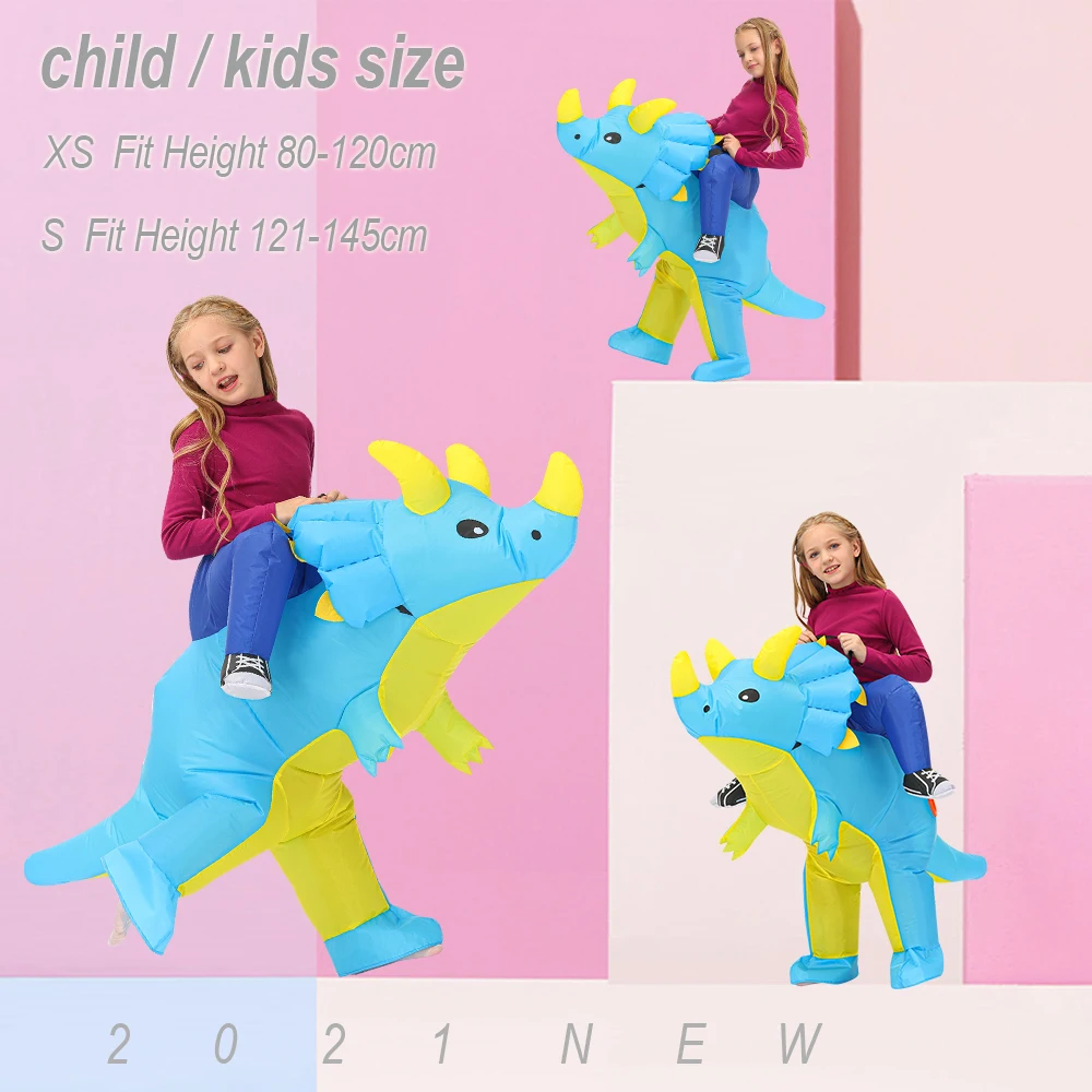 Kinder Kind Triceratops aufblasbare Dinosaurier Kostüm Jungen Mädchen Anime Dino Party Cosplay Kostüme Anzug Karneval Halloween Geschenk