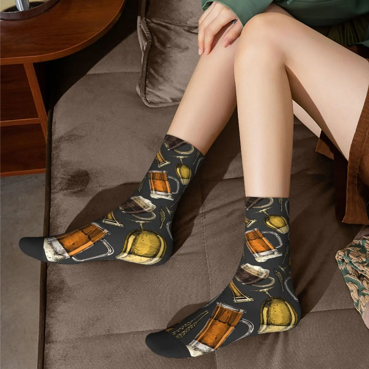 Calcetines de cerveza de vidrio para hombre y mujer, medias de invierno, Hip Hop