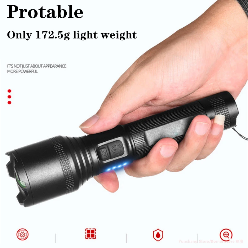 1000 Meters Powerful Xhp60 Flashlight 5 Modes USB Reachargeable Zoom LED Torch Lantern 18650 Waterproof Tactical Flash Lamp