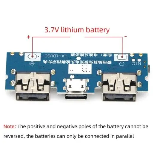 Lithium Battery Charger Board LED Dual USB 5V 2.4A Micro/Type-C USB Mobile Power Bank 18650 Charging Module