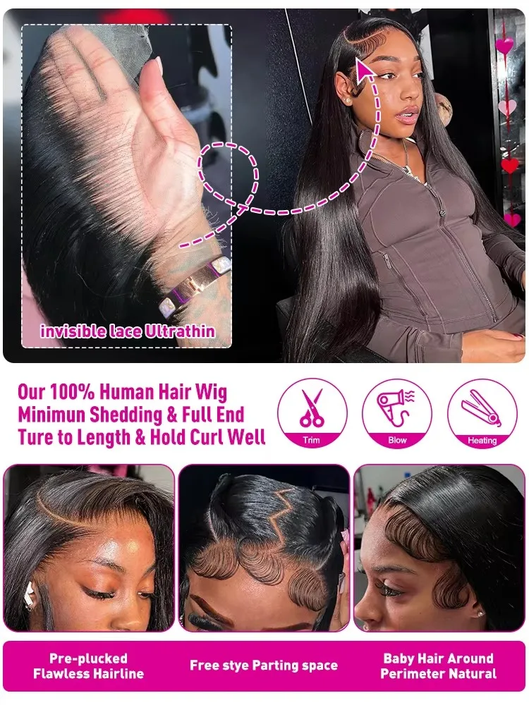 Cutebla 250% مستقيم الدانتيل الجبهة الباروكات شعر الإنسان 30 40 بوصة العظام شعر طبيعي مفرود شعر مستعار 13x4 13x6 HD الدانتيل الباروكة الأمامية