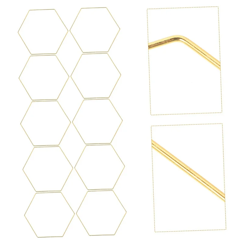 ABKO-Dream Catcher Frame Grinalda de Casamento 10 Pcs Decoração Dourada Peça Central Suprimentos Hexagonal