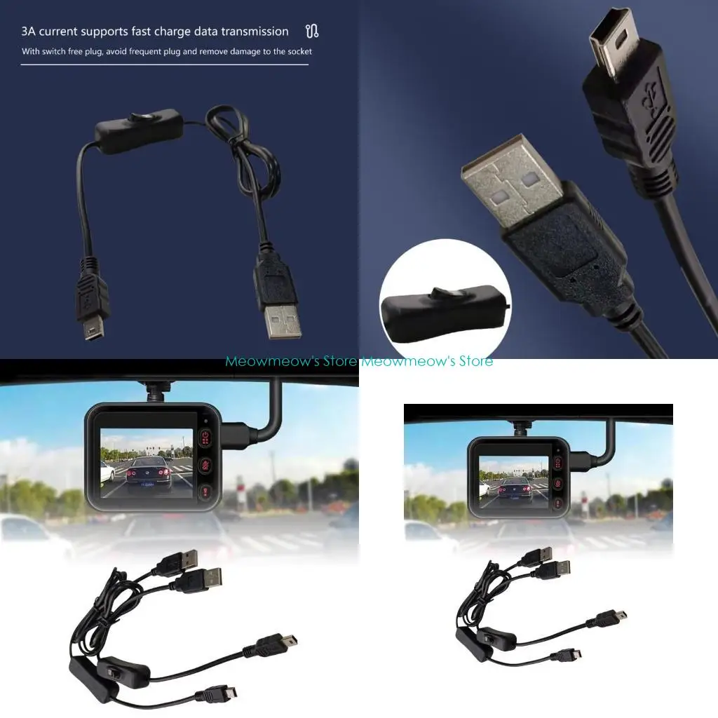 W91A USB to Mini B Extension Cable Switches Cable for Hard Drive Camera Power Supply