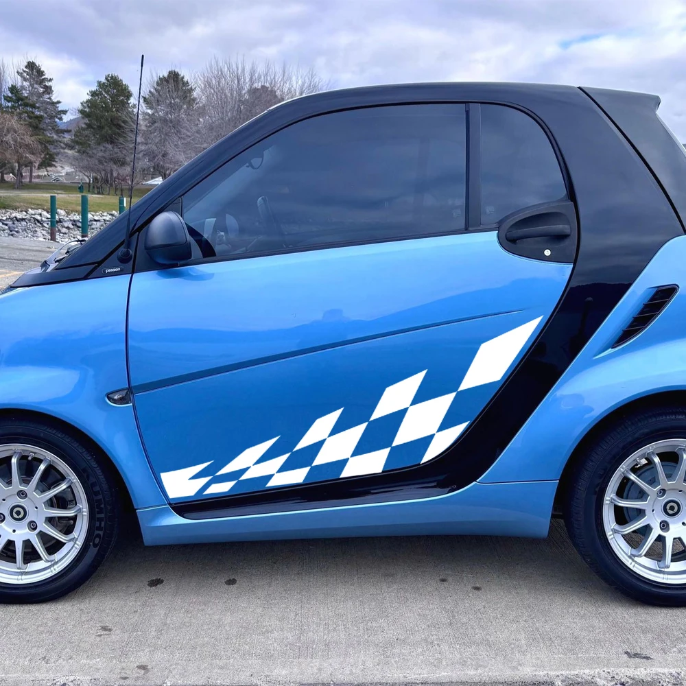 2PCS Car Door Side Lattice Vinyl Film Stickers for Smart Fortwo 2009 2010 2011 2013 2014 2015 2016 2017 2018 2019 2020 2021 2022 view 3