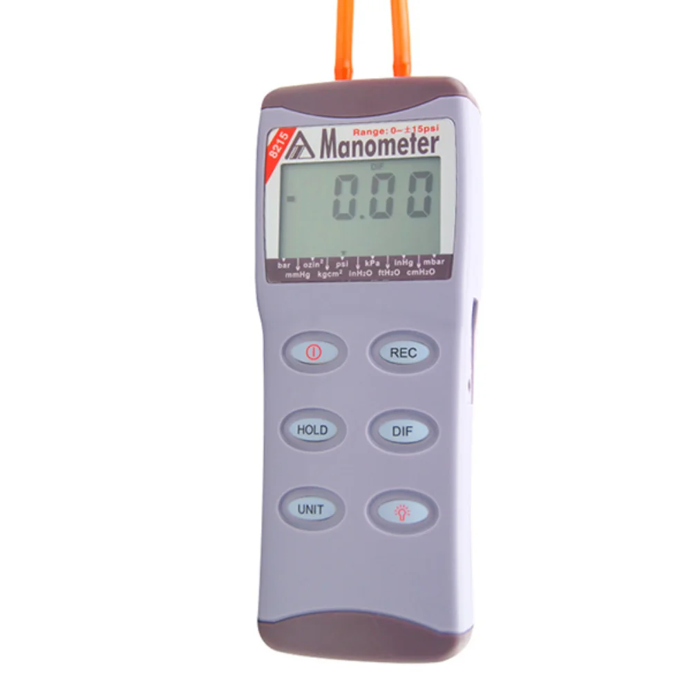 

AZ8215 High Accuracy Differential Pressure Gauge 15PSI Digital Differential Pressure Gauge Handheld Differential Pressure Gauge